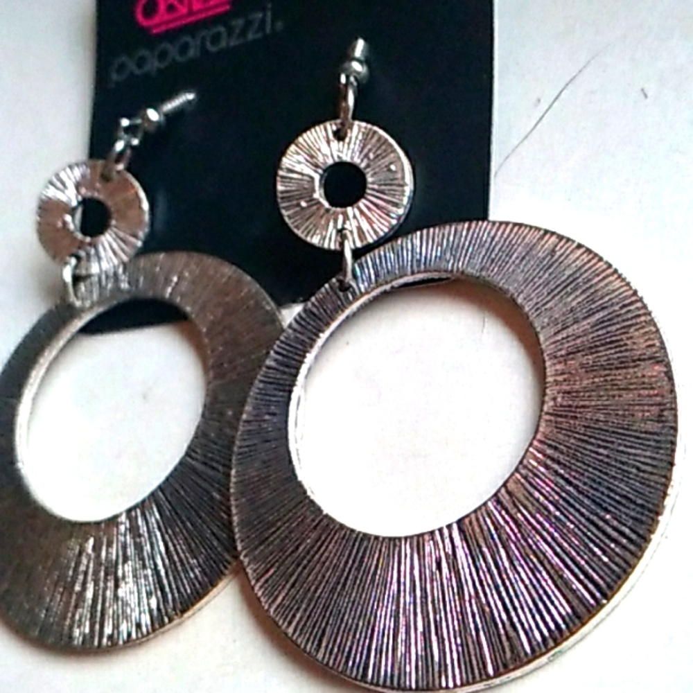 New big silver hoop earrings by Paparazzi